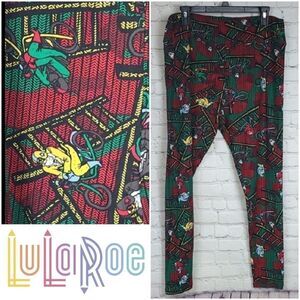 LuLaRoe Motorcycle Legging TC2 (20-26) Christmas Santa Red Tall Curvy 2 Unique